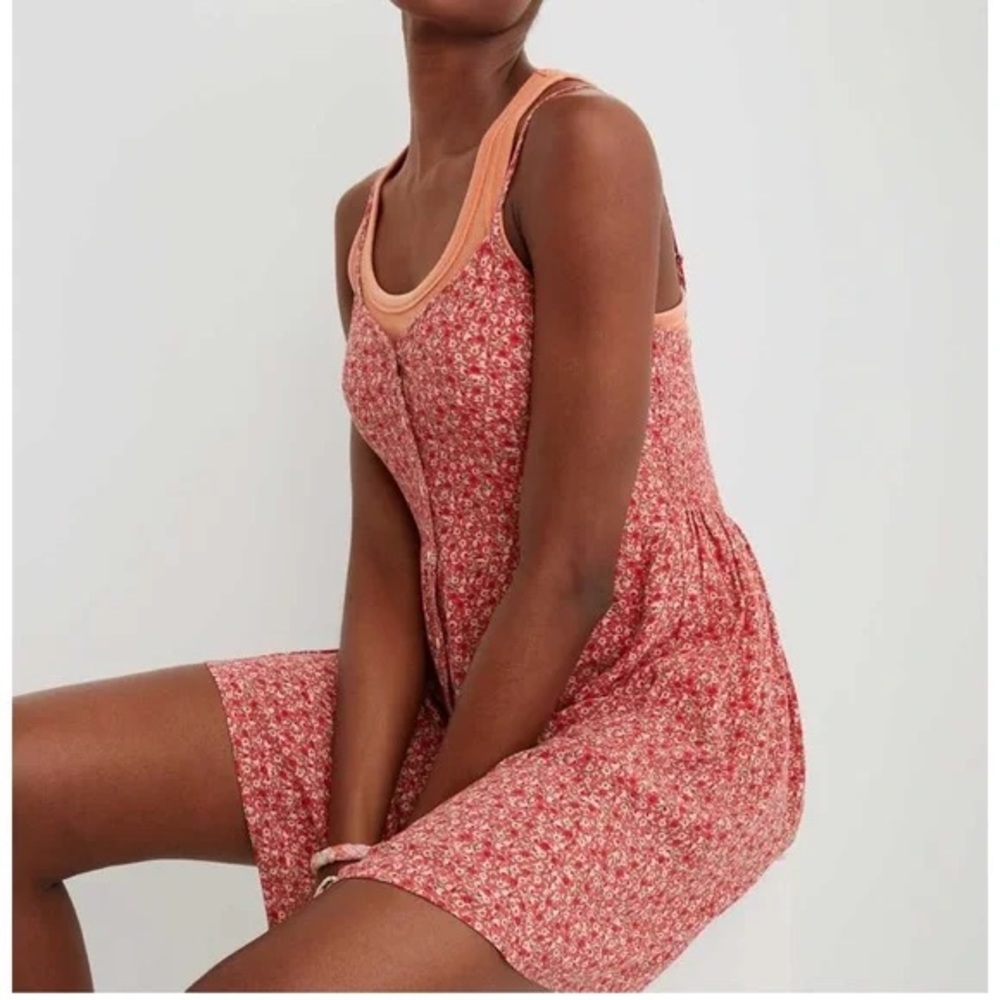 aerie - Front Button Floral Mini Dress - Size Medium - Picture 3 of 7